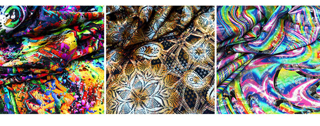 Eclipse Texitles design their own exclusive digital print dance fabrics added by high quality hologram and foil finishes