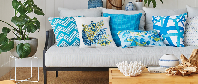 Style Guide Summer Spring 2016 with cushions, rugs, throws in bold colours and fresh designs