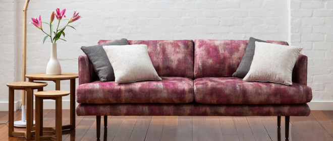 Quilted upholstery with a lush textured weave and a pared back geometric design by Charles Parsons